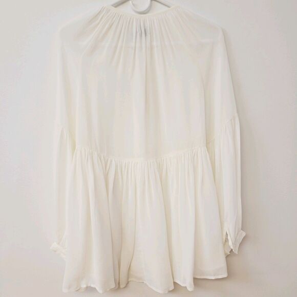NWT Sincerely Jules Cameron Chiffon Ivory Size XS Flowy Women Blouse - Picture 13 of 13